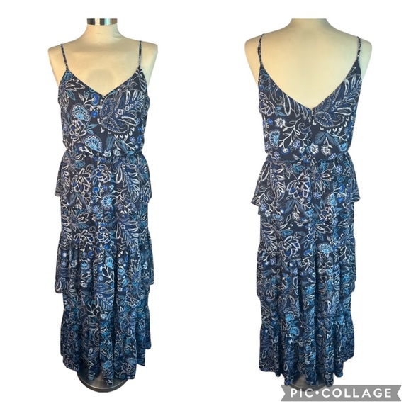 Eliza J Dresses & Skirts - Eliza J Blue Floral Tiered Ruffle  Maxi Dress